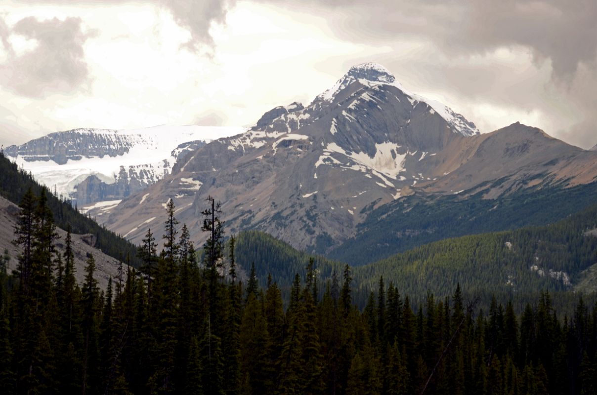 18-S Mount Andromeda and Mount Athabasca In Summer From Big Bend On Icefields Parkway